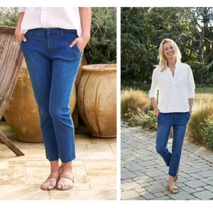 FRANK & EILEEN Wicklow 1977 Blue Denim Wash Italian Performance Denim NWT 0 $298